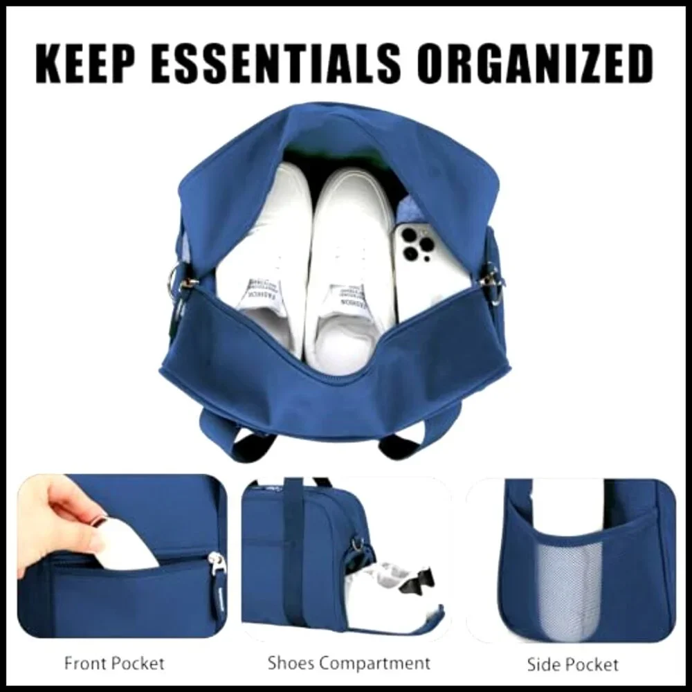 14 Inch Mini Duffle Bag with Shoe Compartment, Lightweight Gym Travel Bag
